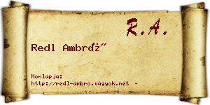 Redl Ambró névjegykártya